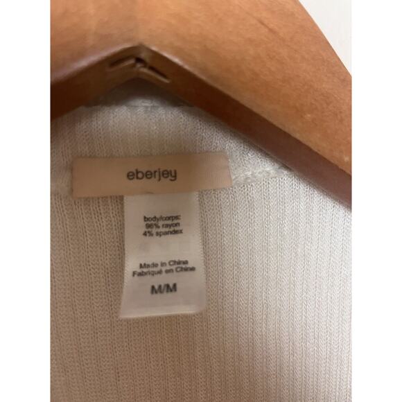 Eberjey Women’s Sz Medium White Open-Front Lounge Ribbed Cardigan - Picture 3 of 3